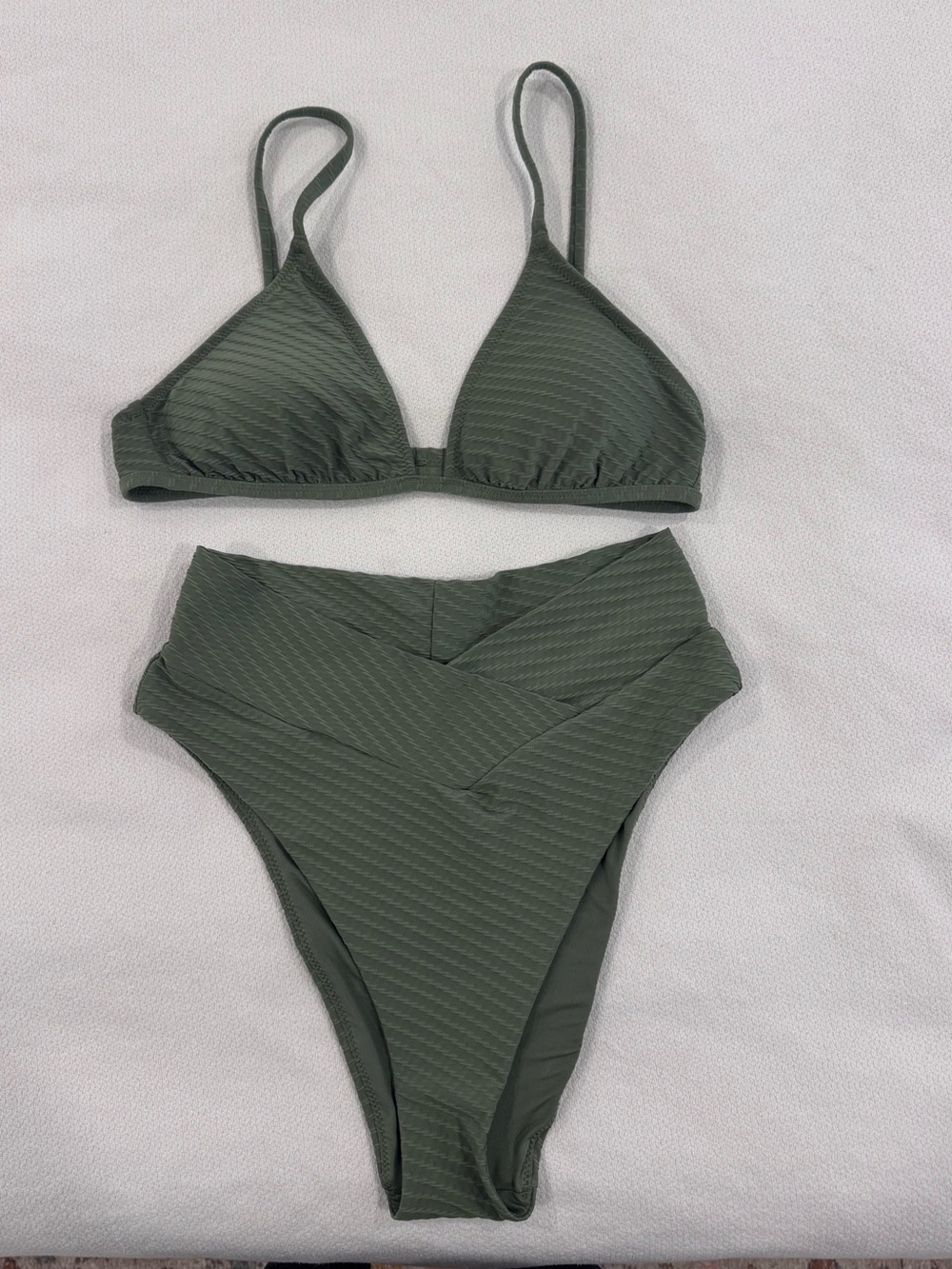aerie Olive Ribbed High-Waist Bikini Set